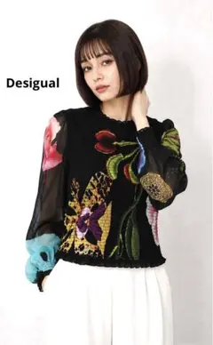 Desigual 長袖 シャーリング トップス 花柄 - メルカリ