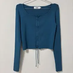 AZUL BY MOUSSY レースアップ リブニット 長袖 ブルーのサムネイル