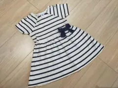 PETIT BATEAU プチバトー ボーダー ワンピース リボン 81㎝のサムネイル