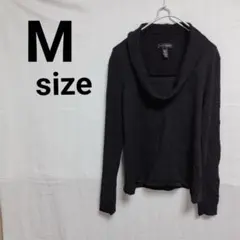 タートルネック M ニット セーター 長袖 ブラック レディース トップス古着