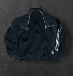 a*0様 adidas トラックジャケット ブラック Lサイズ 刺繍ロゴ 背面ト