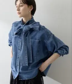 Andequal ribbon design denim jacket - メルカリ