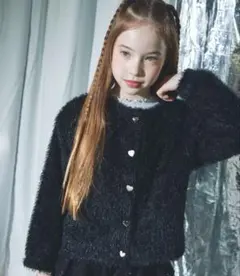 ペアマノン　ハートボタンシャギーカーディガン