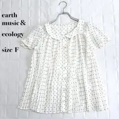 earth music&ecology ドット柄 プリーツブラウス 半袖丸襟 Ｆ
