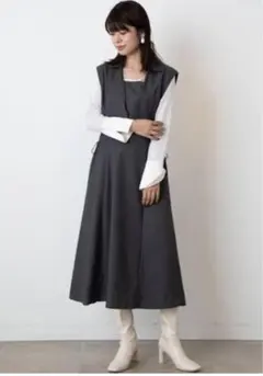 【タグ付き】LILY BROWNシャツカラーレイヤードワンピース