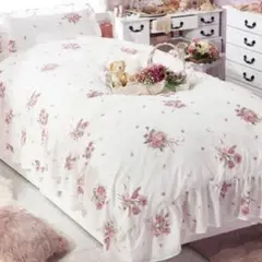 【新品】ロマンティックプリンセスローズブーケ柄シングル　布団カバー3点セット