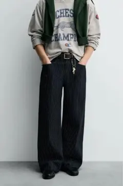 CHAMPION ® X ZARA ストライプ バギーフィットジーンズ JP32 - メルカリ