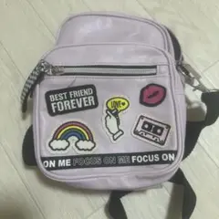 薄紫色ショルダーバッグ パッチワークデザイン