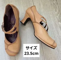 あしながおじさん　ベージュ レザー カットアウトパンプス 23.5cmのサムネイル