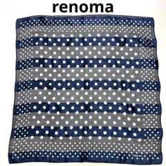 renoma レノマ　シアースカーフ　水玉　ドット　紺　ネイビー　シースルー