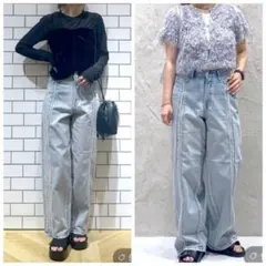 新品　LOWRYSFARM ＣＯＮＥ　ワイドストレートパンツ　ブルー　L