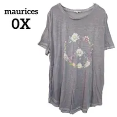 maurices 【0X】 シアー花柄半袖Tシャツ パープルグレー カジュアル