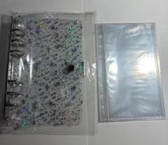 シール帳 キラキラ A6 星柄 クリアバインダー リフィル付　2点セット透明