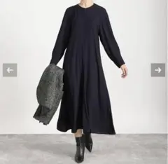 美品　ヴェルメイユ パー イエナ ギャザー　ワンピース　ネイビー