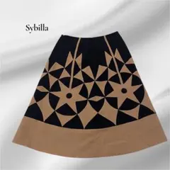 【Sybilla】幾何学模様スカート M