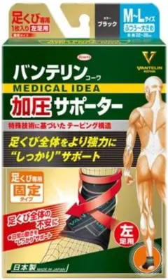 バンテリン　加圧　サポーター　左足用　足くび専用　固定タイプ　M〜L