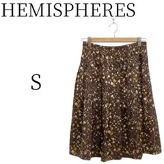 ★美品 HEMISPHERES エミスフェール 茶 黄 カーキ スカート Sのサムネイル