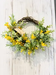 幸せな春待ちミモザとユーカリのリースno.6 アーティフィシャルフラワーリース