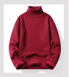 【超あったか裏起毛×タートル】大人ワインレッドニット｜冬映えトップス｜保温素材｜