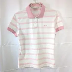 【NIKE GOLF】ナイキゴルフDRI-FITポロシャツ L ピンク ボーダーのサムネイル