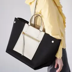 ROPE’/E’POR/D BAG Large/2WAYトートバッグ/黒×白のサムネイル