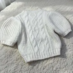 【美品】ZARA オフホワイト　パフスリーブニット　Lサイズ