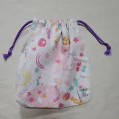 ウサギ柄(ホワイト)の巾着袋