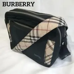 バーバリーブルーレーベル　ショルダーバッグ　ノバチェック　ナイロン　レザー 2層