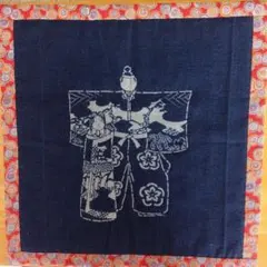 藍色のお雛様キルトタペストリー