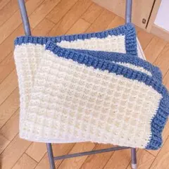 ブランケット 小さめひざ掛け ハンドメイド ベビー オフィス 車中 ワッフル編