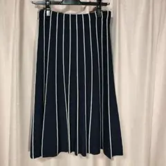 INDIVI ネイビー×ホワイト ストライプ フレアスカート