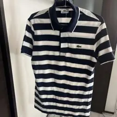 LACOSTE ストライプ ポロシャツ サイズ3 ネイビー/ホワイト