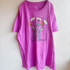 プリントTシャツ 【XL】パープル 花柄 Grandma