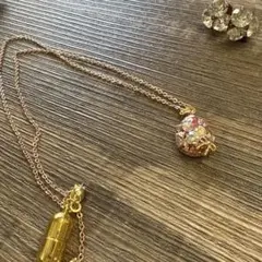 ネックレス 留具マグネット キラキラ スワロフスキー リボン