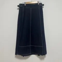 グローブ　プリーツ付きデニムスカート　L