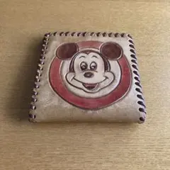 ミッキーマウス レザー二つ折り財布