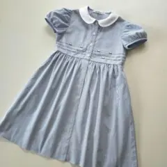 美品★現行品★120cm familiar 襟付きストライプ半袖ワンピース