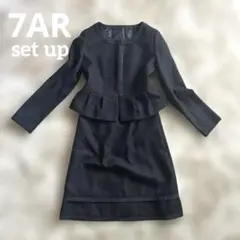 セットアップ　ペプラム　ペプラムスーツ　黒　7AR