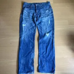 SOPHNET.ダメージ加工ブルーデニムストレートパンツのサムネイル