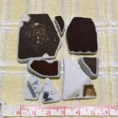 シー陶器　陶器のかけら　茶色　ブラウン　レア　希少　８点　ハンドクラフト　アート