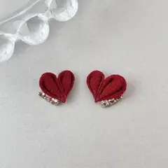 no.117 渋赤　ハートピアス　イヤリング　和風　卒業式　袴　バレンタイン