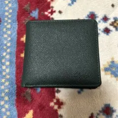 ダークグリーン レザー 二つ折り財布