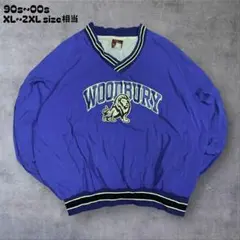 90s~00sWOODBURYライオン刺繍ナイロンプルオーバー XL~2XL相当