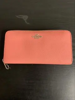 美品 COACH 長財布 ピンク レザー
