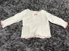 ホワイト フリル付き Tシャツ 80