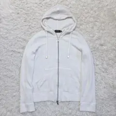 エポカウォモ メンズ シアサッカー ジップパーカー 白 サイズ46 即日発送