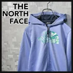 ザノースフェイス パーカー スウェット フルジップ レディース XL 水色 古着
