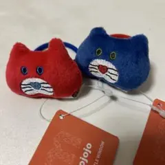 mojojojo マスコット付きヘアゴム ネコ　青　赤