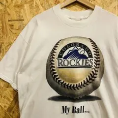 【90sヴィンテージ】MLB ロッキーズ 両面プリント Tシャツ XL 白