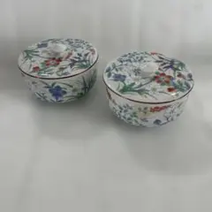 花柄陶器蓋付きボウル2個セット - メルカリ